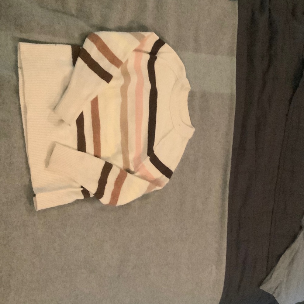 Aerie Women's Striped Sweater - Cream, Brown, Pink